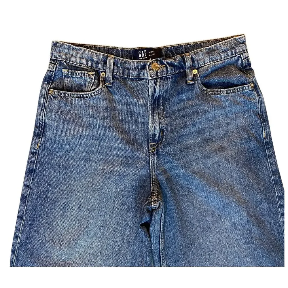 Gap Baggy Dani Jeans US 8/29 Regular Blue Dark Wash Denim Relaxed Fit NWOT 2025